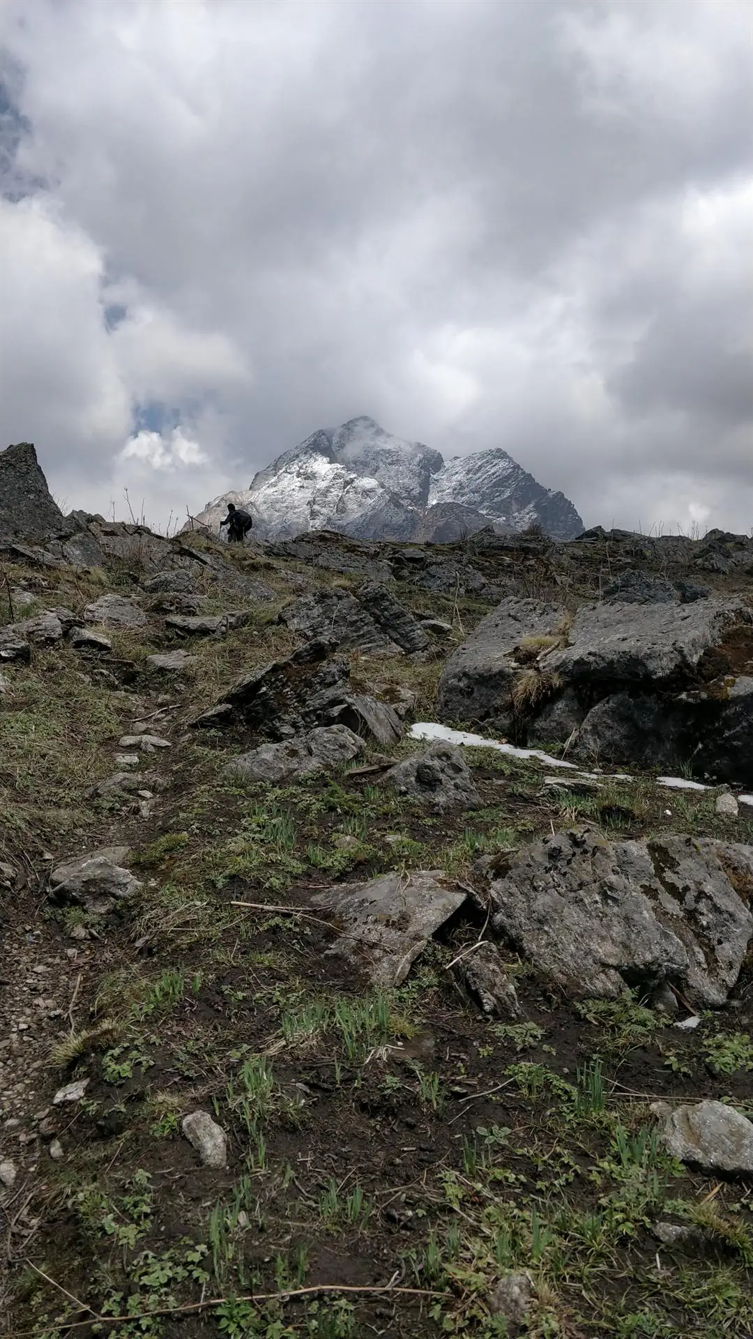 A distant snow peak rising above the blue ridges of the Far-West